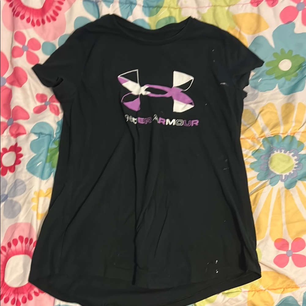 Under Armour Black Tee with Pink Logo